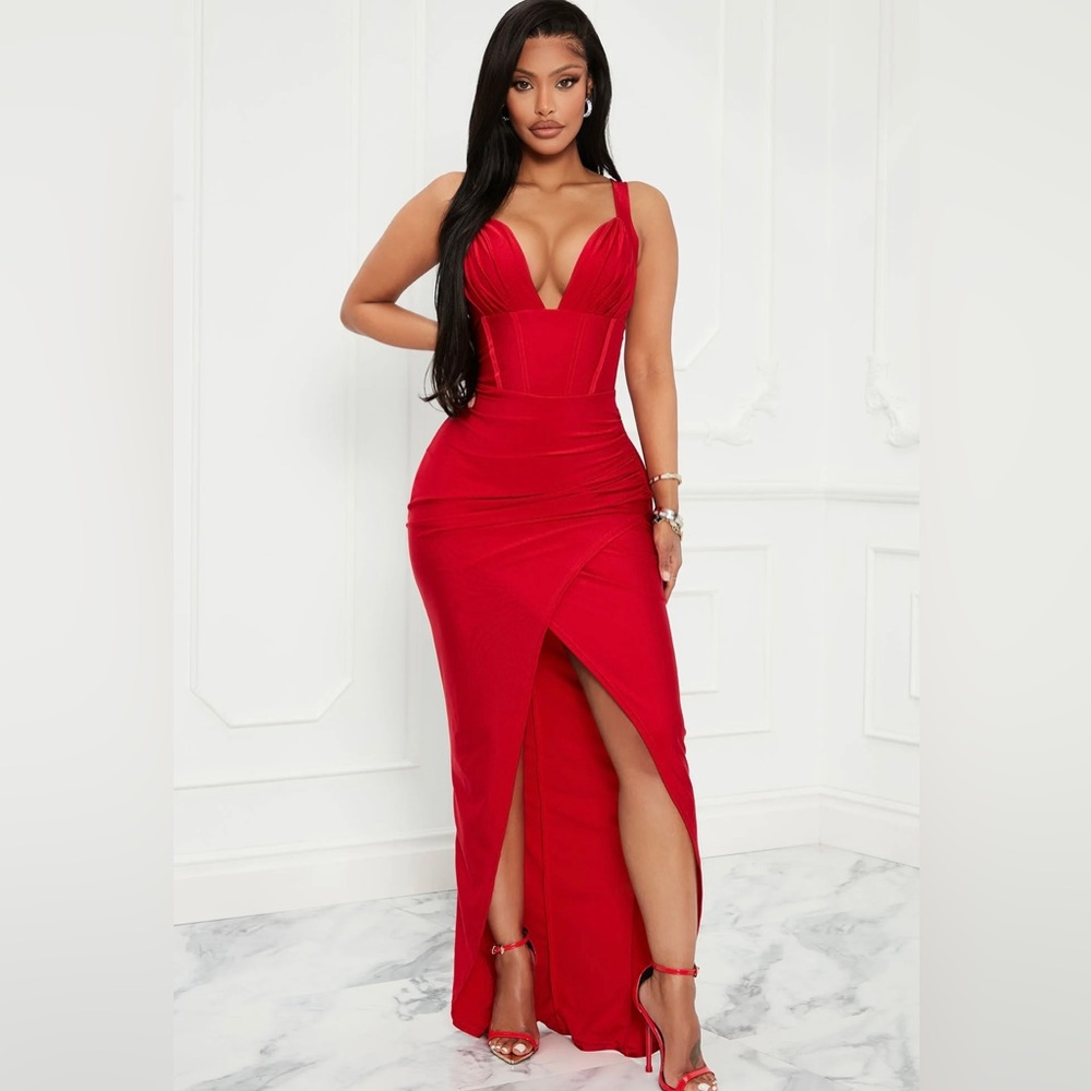 Red Sleeveless straps Maxi Dress Size XL New